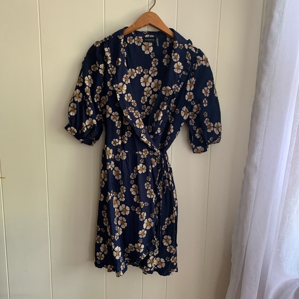 Navy Floral Wrap Dress